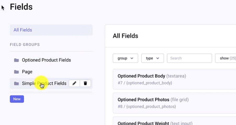 Simple Product Field group