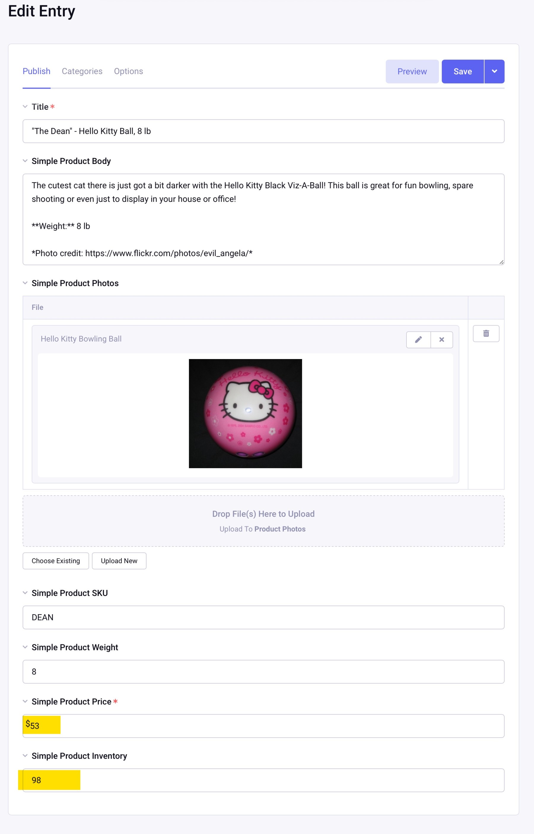 Hello Kitty, example item