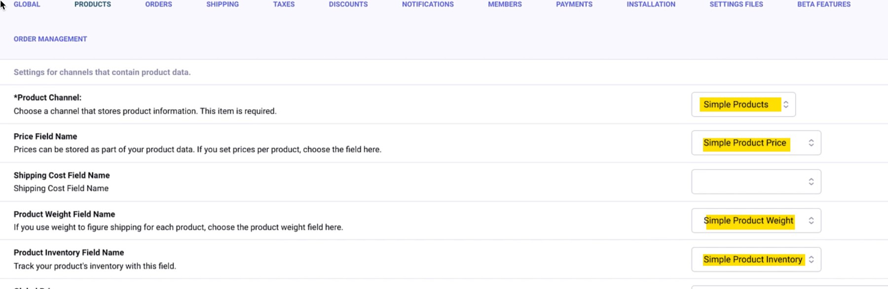Simple Product Channel Assignments
