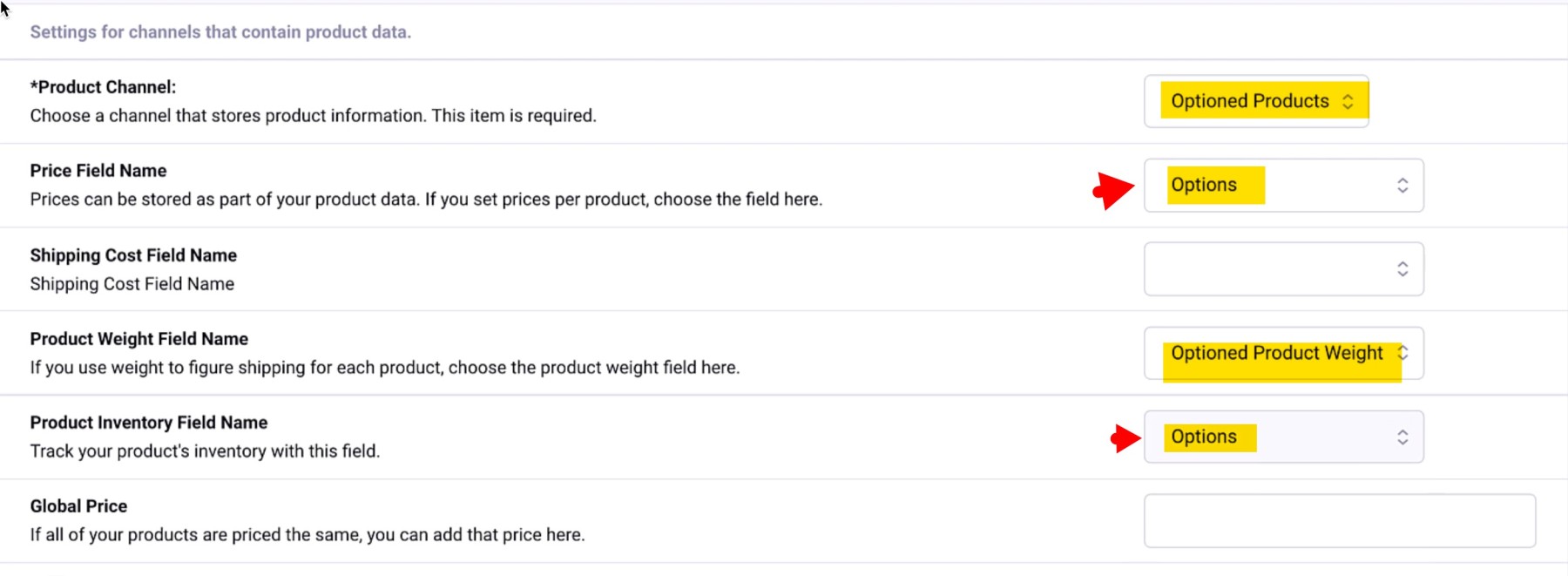 Optioned Product Channel Assignment