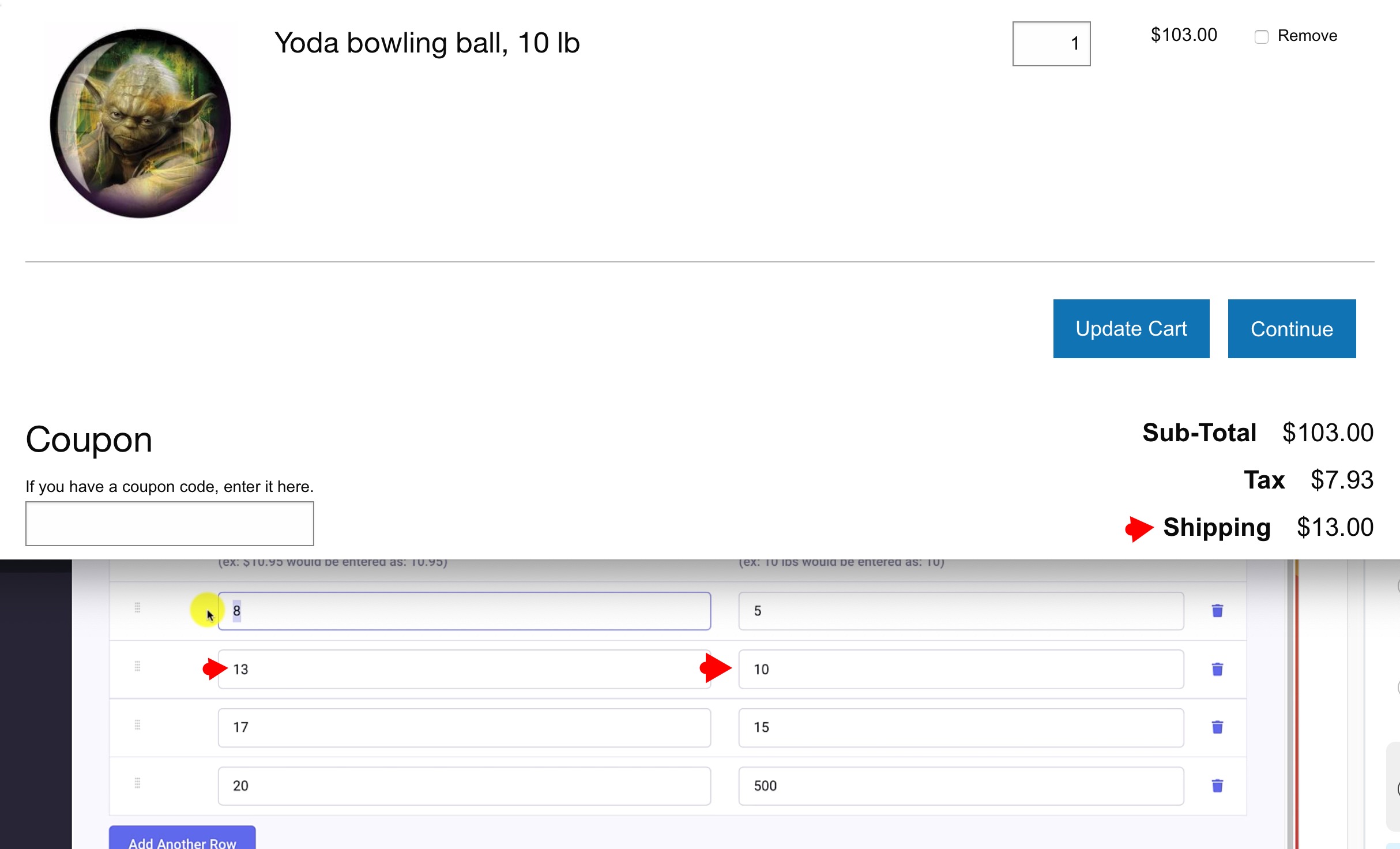 Shipping frontend test