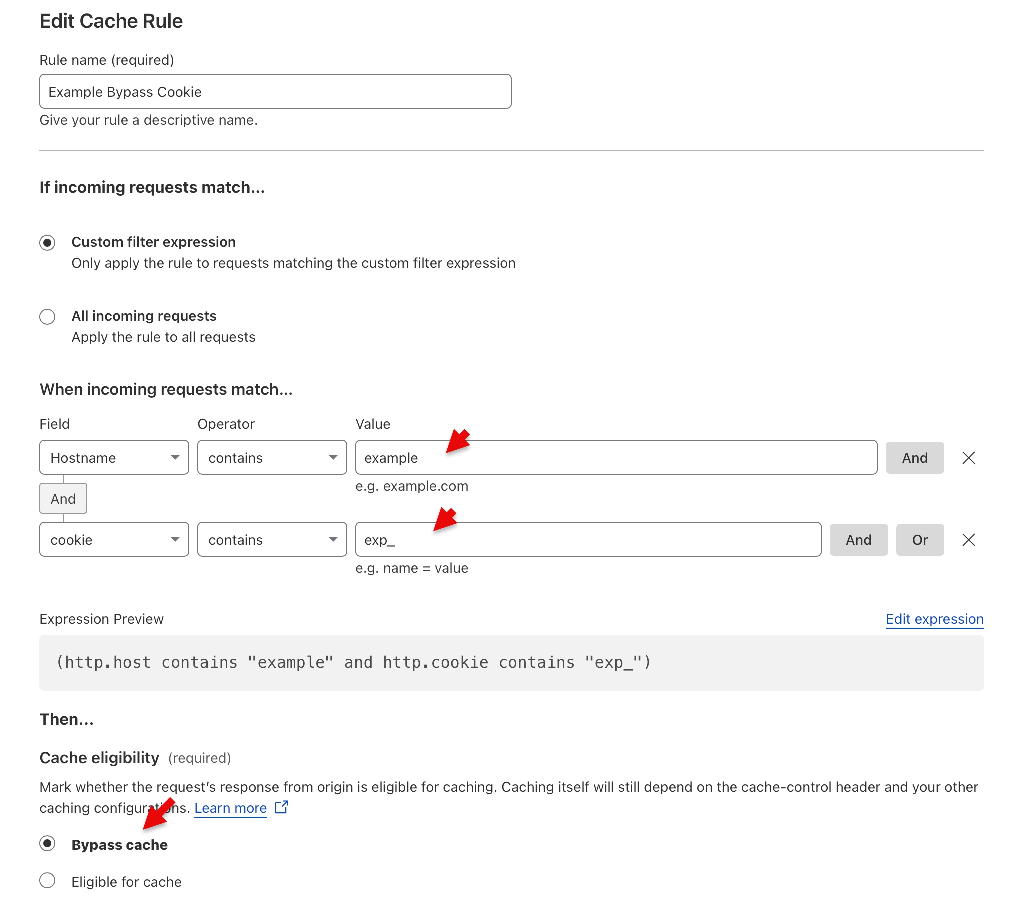 create cache rule